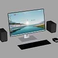 Modern computer monitor audio keyboard mouse 3d model