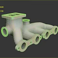Silver Metal Mechanical Manifold Component With Multiple Pipe Ports And Flange Structure