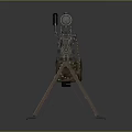 Tactical Machine Gun With Telescopic Sight Tripod Stand And Camouflage Magazine