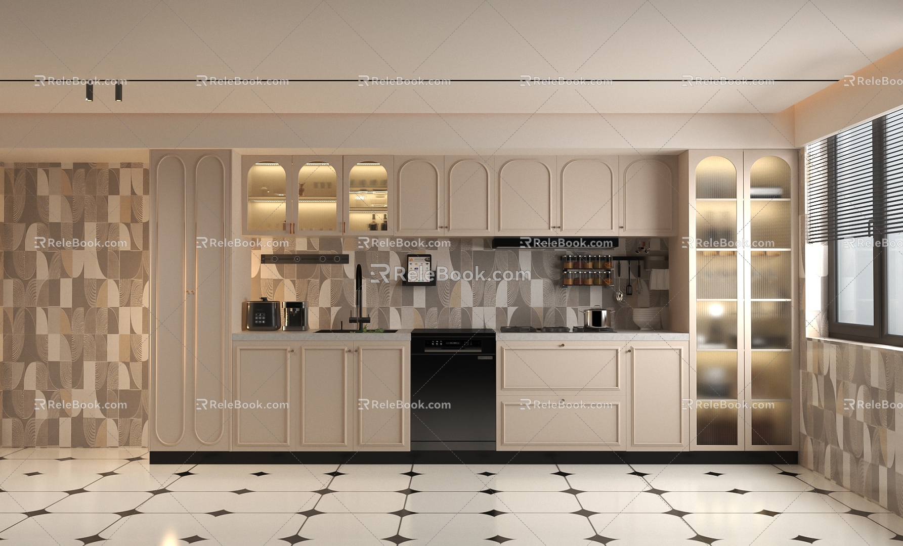 French Cream Cabinet Cabinet Cabinet 3d model