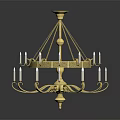 Luxurious Golden Candle Style Chandelier with Multiple Ornate Arms and Shiny Reflection