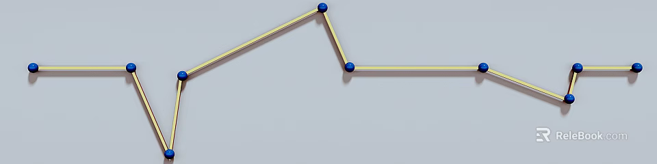 Modern Wall Decor Featuring Yellow Lines And Blue Balls In Zigzag Structure 3d model
