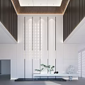 New Chinese Hall Front Desk Lobby Background Wall 3d model