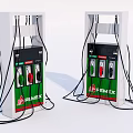 Public Facility PEMEX Gas Station Fuel Dispensers With Green Red Nozzles And Hoses