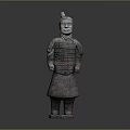 Ancient Chinese Terracotta Warrior Statue With Armor Traditional Attire And Standing Pose