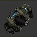 Full Body Military Character in Camouflage Uniform With Helmet Mask and Tactical Gear