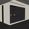 Modern Sideboard Design With Dark And White Cabinets Open Shelves And Coffee Machine