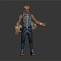 Game and Movie Character Featuring Blonde Hair Blue Vest Yellow Accents Arm Bands Colorful Shoes