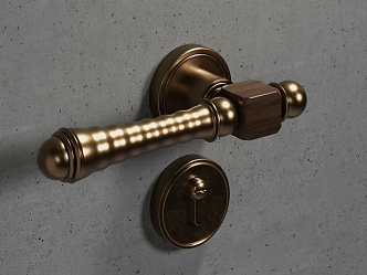 Retro door handle lock hardware pendant door lock 3d model