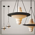 Stylish Modern Black Metal Frame Chandeliers With Beige Lampshade Pendant Design