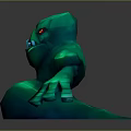 3D Model of Green Fantasy Creature Character With Glowing Red Eyes and Extended Arms