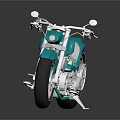 Turquoise Cruiser Motorcycle With Silver Engine Chrome Details And Reflective Surface