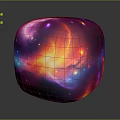 Vibrant Cosmic Landscape Cube Displaying Glowing Nebula Hues Of Pink Blue Yellow