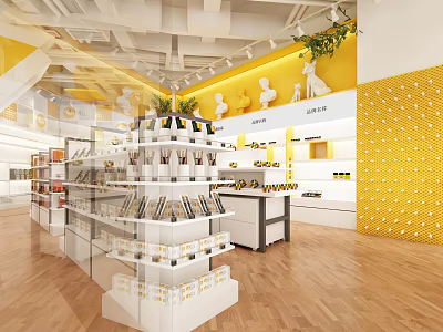 Modern Retail Store Interior With Bright Lighting And Well Arranged Product Display Shelves 3d model