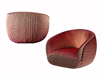 Red Textured Single Sofa With Rounded Design And Stylish Comfortable Look 3d model