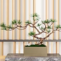 Elegant Conference Table with Wooden Slat Wall Background and Potted Pine Tree on Light Floor