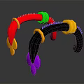 Colorful Curved Decorative Scene Components with Red Green Black Yellow Purple Accents