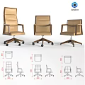Brown Leather Office Chairs With Wooden Armrests Various Styles And Dimension Diagrams
