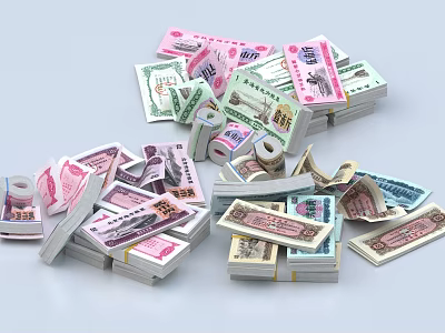 Stacked And Rolled Colorful Paper Household Products For Daily Use 3d model