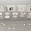 Various Modern Ceiling Lights With Different Shapes And Decorative Designs For Home 3d model