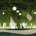 Relaxing Indoor Space With Natural Plants Bathtub And Green Ceiling Decor