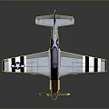 3D Aerospace Airplane Model Featuring US Flag Blue White Wing Stripes and Propeller