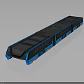 Modern Blue Train with Sleek Design and Multiple Carriages on Reflective Surface 3d model