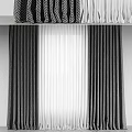 Modern Black White Striped Curtains With Sheer Middle Panel And Texture