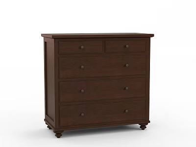 Dark Brown Wooden Chest Of Drawers With Multiple Storage Drawers And Wheels 3d model