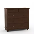 Dark Brown Wooden Chest Of Drawers With Multiple Storage Drawers And Wheels