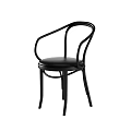 Modern Single Chair With Curved Armrests Leather Seat And Metal Frame
