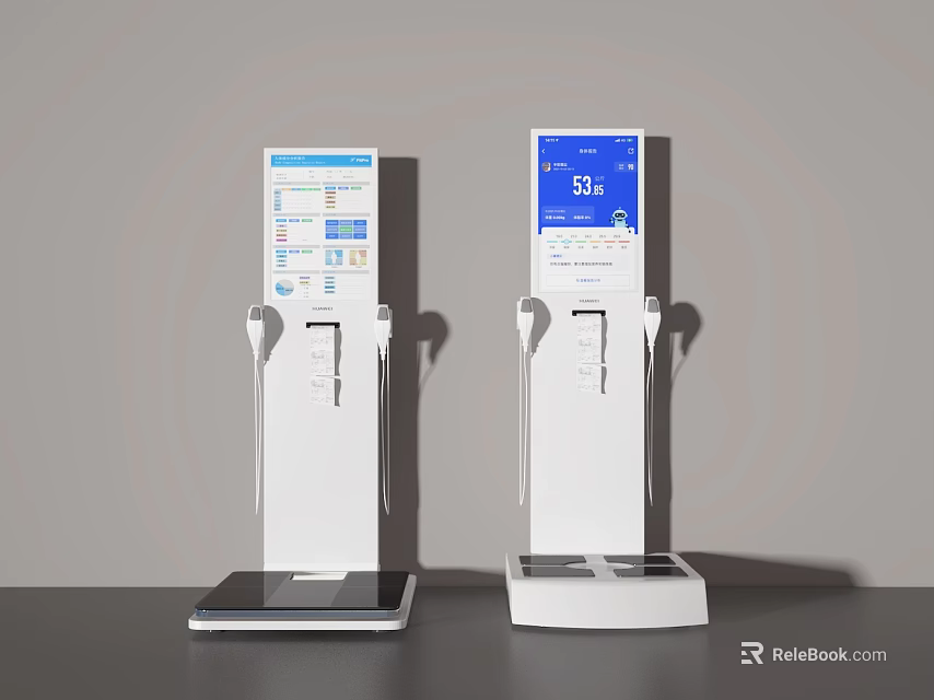 Medical Body Composition Analyzer Devices With Digital Displays And White Platform Design 3d model