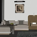 Modern Hotel Guest Room Featuring Large Bed L Shaped Sofa City View And Decorative Painting