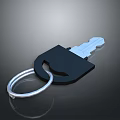 Metal Key With Black Handle Silver Blade And Key Ring On Dark Background 3d model