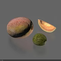 Fresh Ripe Melon Fruits With Whole Yellow Pink Melon Sliced Piece And Small Green Melon
