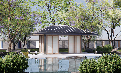 Japanese-style pavilion 3d model