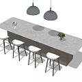 Modern Bar Chair Combination Simple Bar Chair 3d model