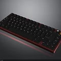 Sleek Mechanical Keyboard With Red Frame And Black Keycaps For Electronic Devices