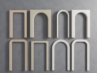 Decorative Lines With Square Arched Shapes In Beige White Light Brown On Gray Background 3d model