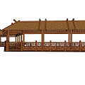 New Chinese style corridor frame view lotus corridor steel wood structure 3d model