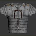 Ancient Metal Armor With Lamellar Plates Decorative Shoulder Pieces And Leather Straps