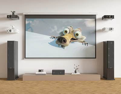 Home Projection Surveillance System With Multiple Cameras And Audio Equipment 3d model