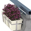Garden Landscape Design With Hanging Flower Pot Purple Flowers Concrete Structure And Metal Bracket