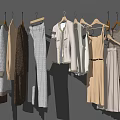 Stylish Hanging Clothes In Neutral Tones Featuring Various Styles Like Pants Shirts And Dresses