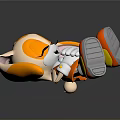 Cute Cartoon Bunny Orange White Large Ears Closed Eyes Smiling With Orange Pants Gray Shoes