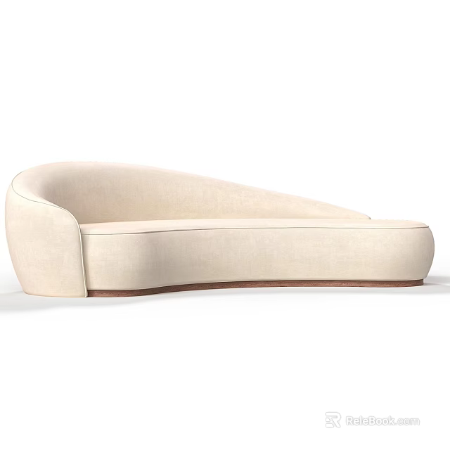 Modern Beige Irregular Shaped Sofa With Fabric Upholstery And Curved Design 3d model