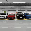 Indoor Modern Parking Lot With Multiple Cars Neatly Parked Under Bright Ceiling Lights