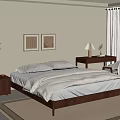 Cozy Bedroom Interior Design With Wooden Bed Framed Artworks And Desk Chair