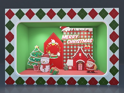 Christmas window Christmas art installation Christmas tree beautiful activities layout 3d model