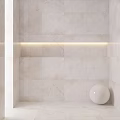 Marble Wall Structure With Built in Light Strips And White Spherical Decor 3d model